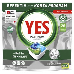 Maskindiskmedel Tabletter YES Platinum 26 st/fp